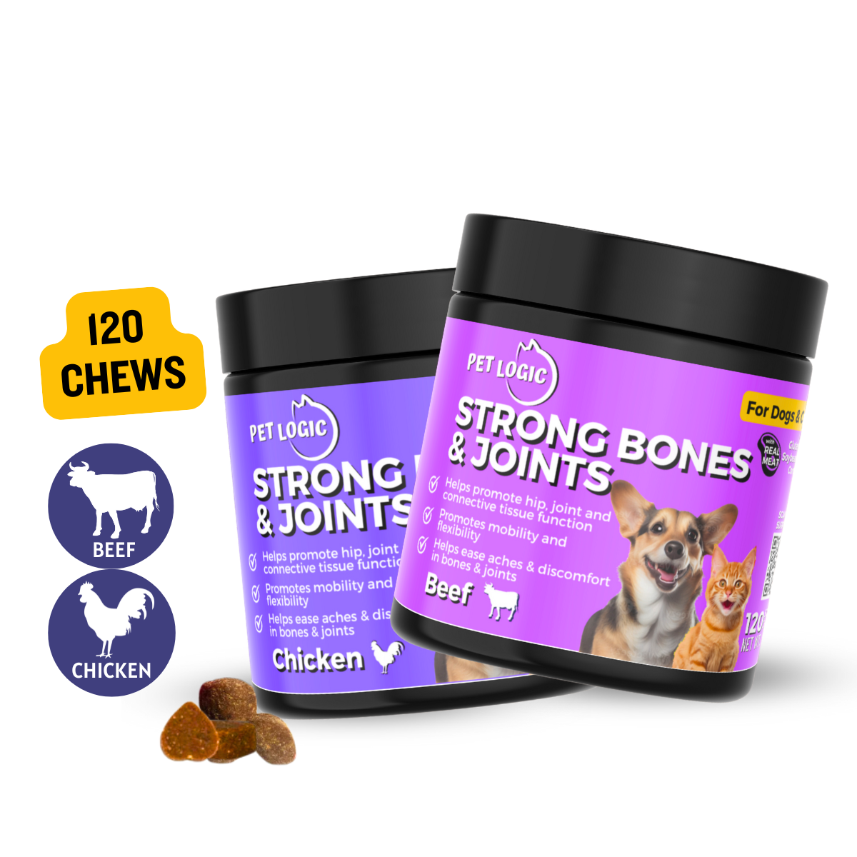 Pet Logic Strong Bones Joints 240g Dog Cat Treats Supplement Vitam