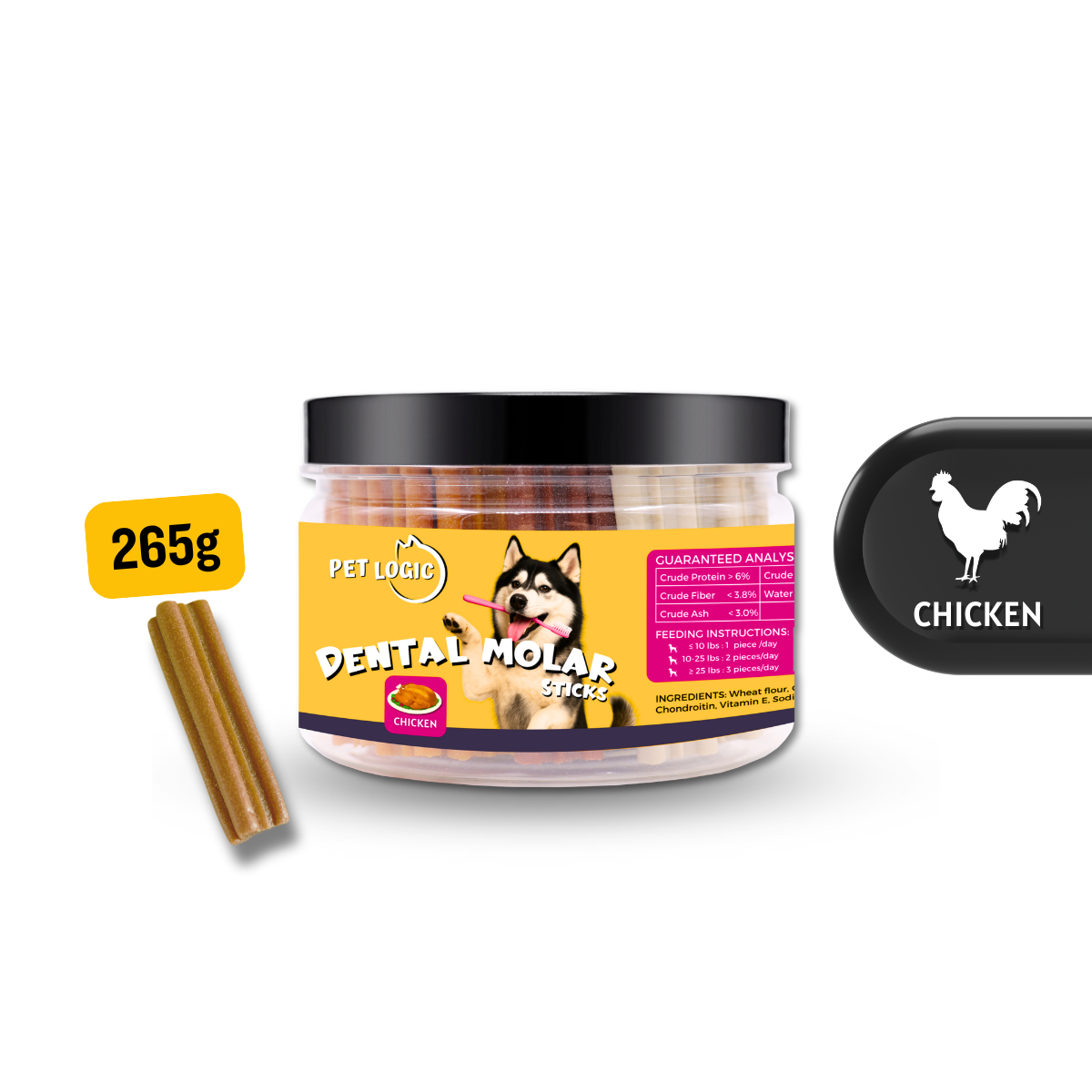 Pet Logic Dental Molar Sticks 265g (Jar) Dog Treats
