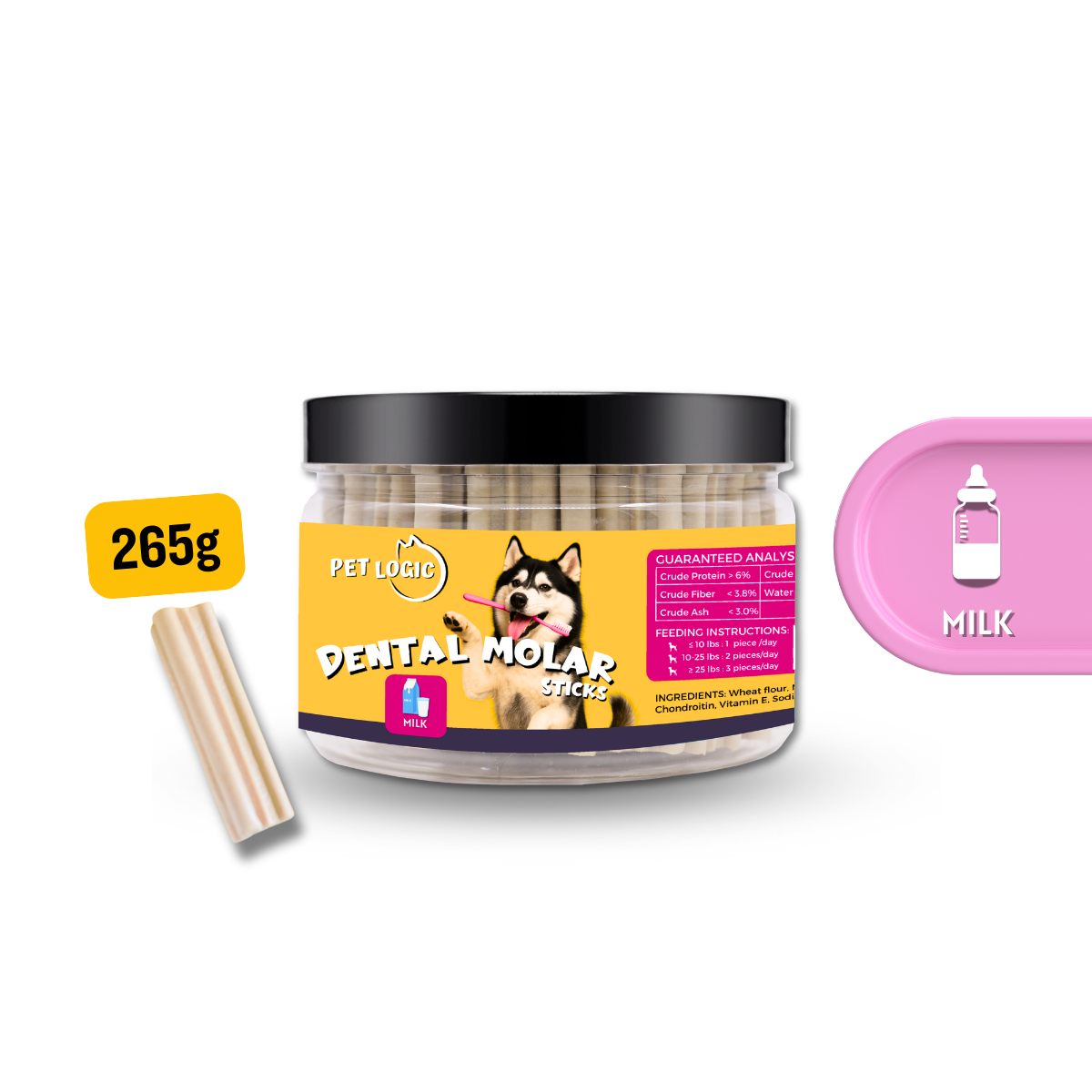 Pet Logic Dental Molar Sticks 265g (Jar) Dog Treats