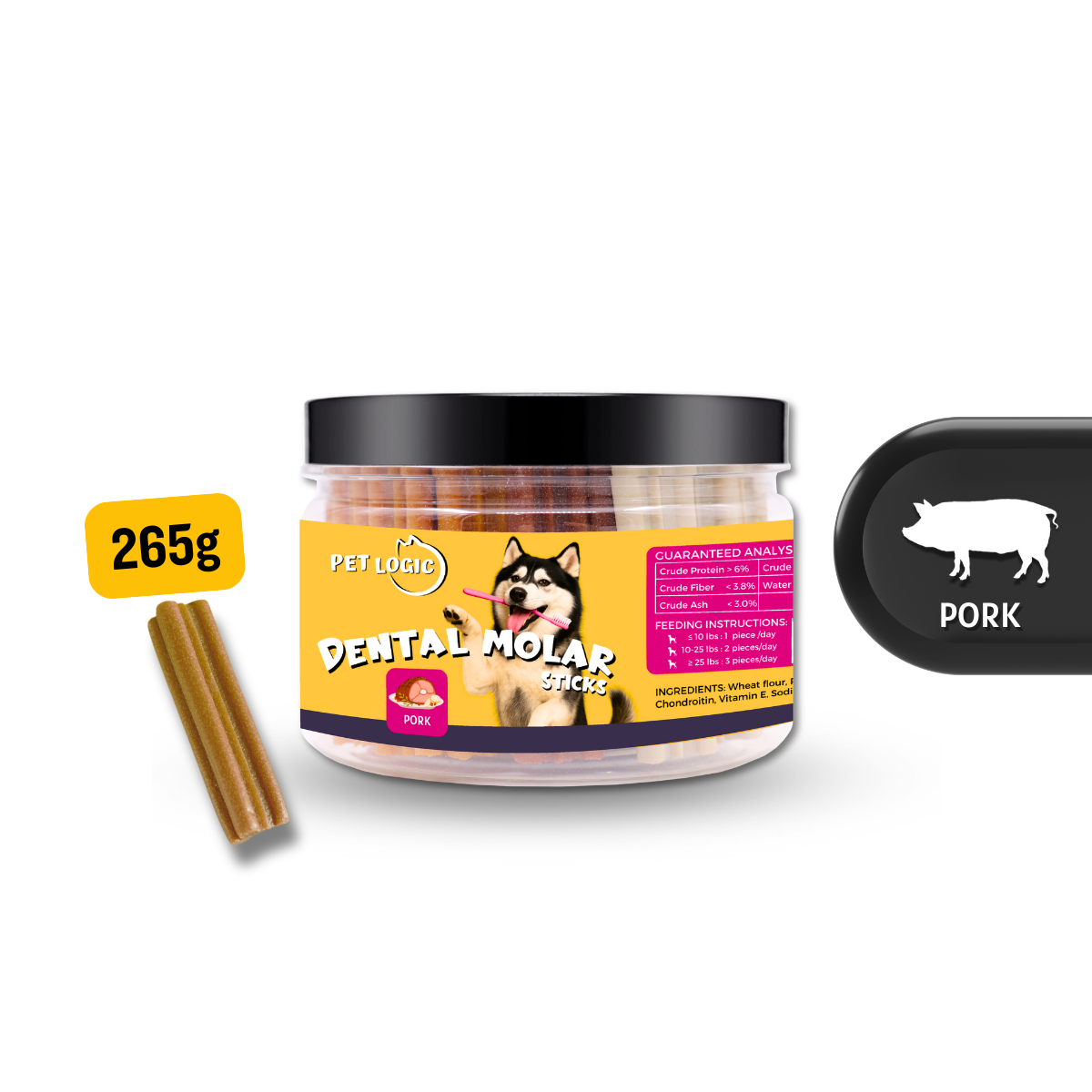 Pet Logic Dental Molar Sticks 265g (Jar) Dog Treats