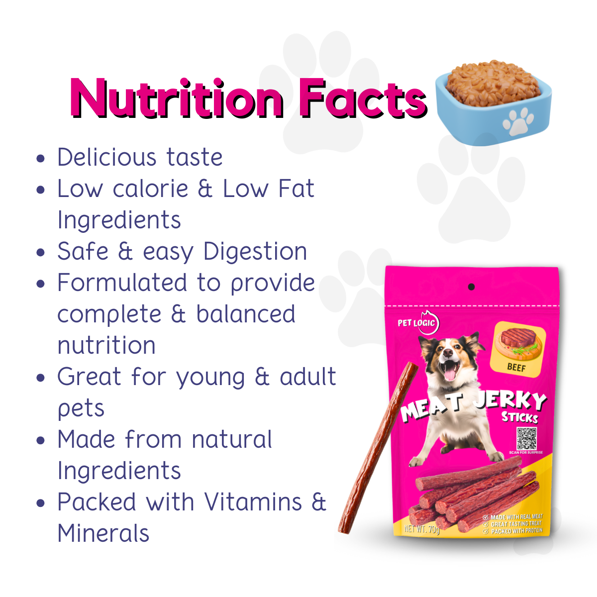 Pet Logic Meat Jerky Sticks 70g (Doypack) Dog Treats