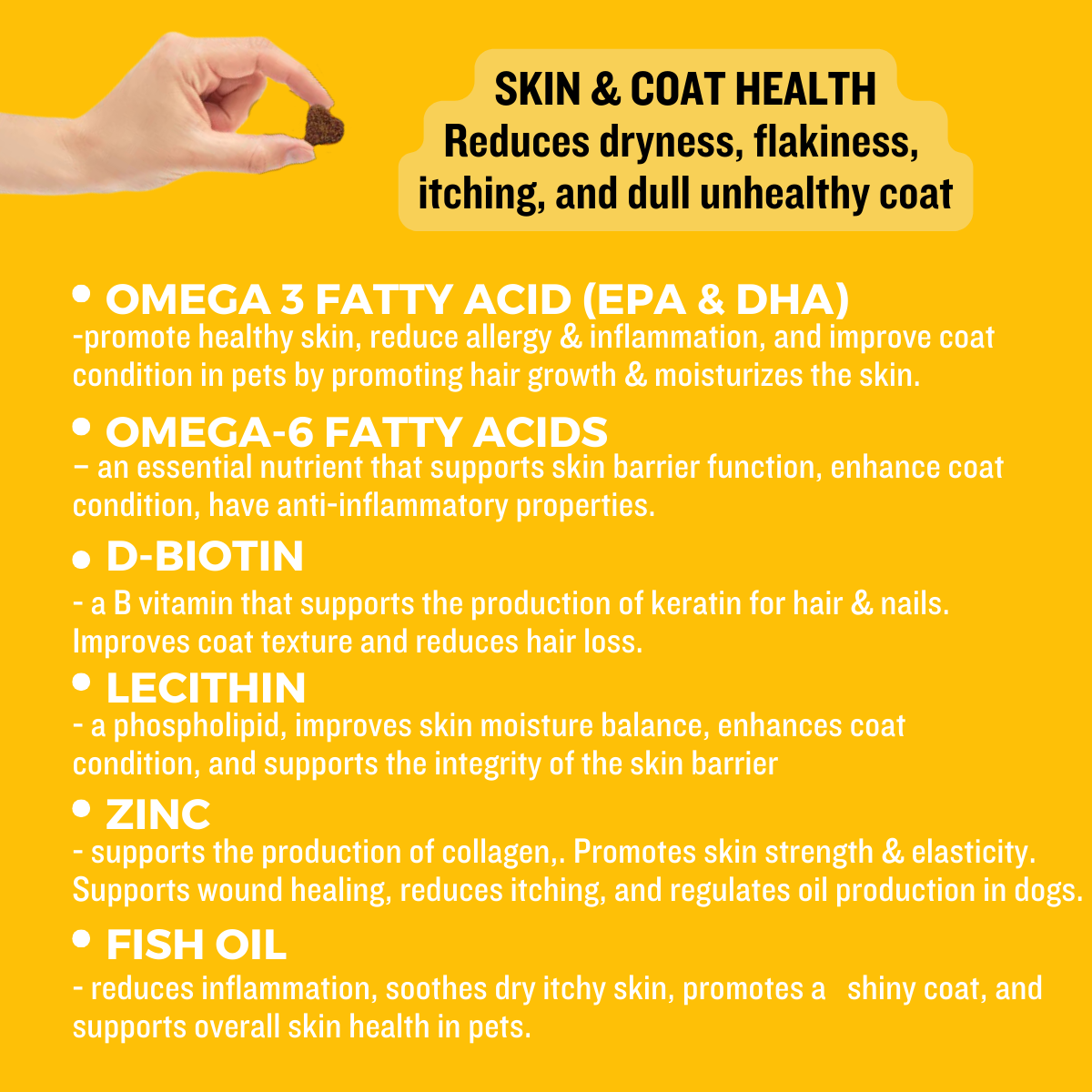Pet Logic Skin & Coat Health 120g Dog & Cat Treats Supplement Vitamins for Silky Fur & Shiny Coat