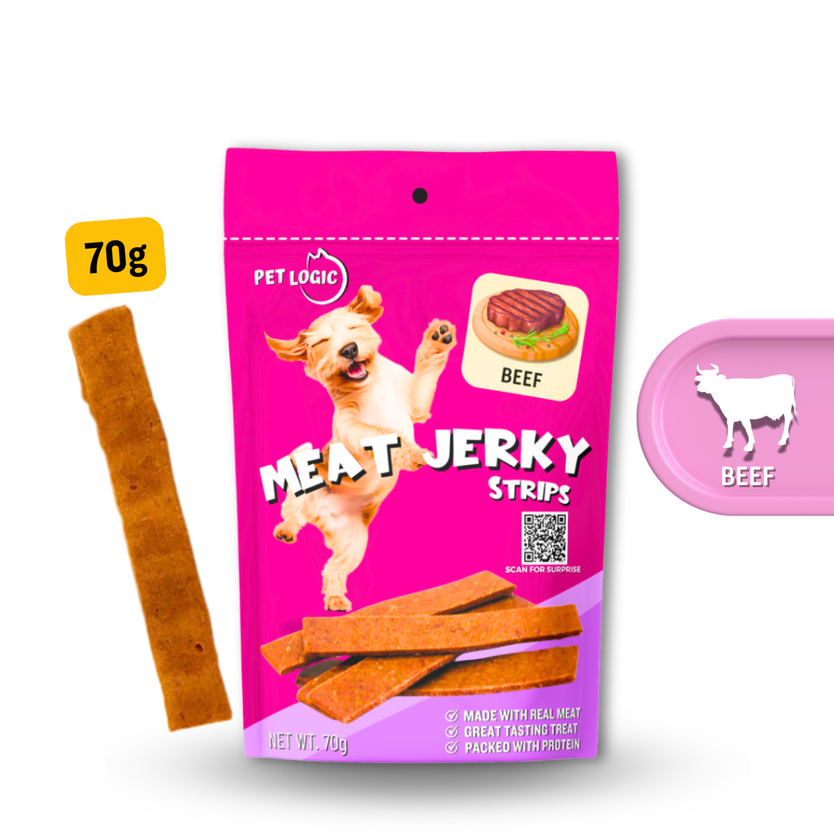 Pet Logic Meat Jerky Strips 70g (Doypack) Dog Treats