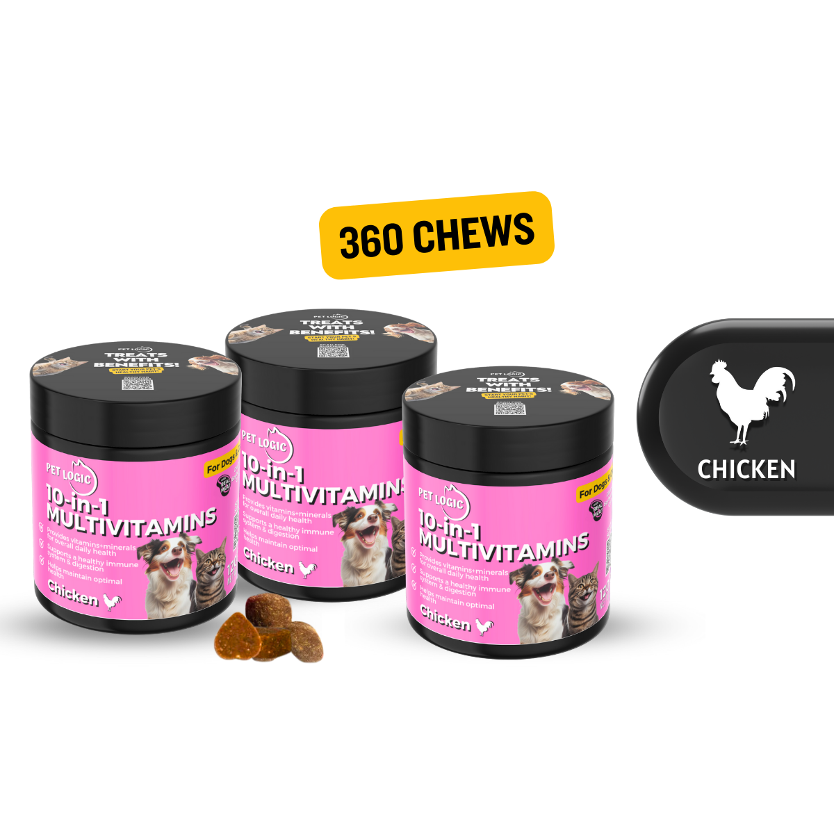 Pet Logic 10-in-1 Multivitamins 240g Dog & Cat Treats Supplement Pet Vitamins for Pro Immune System