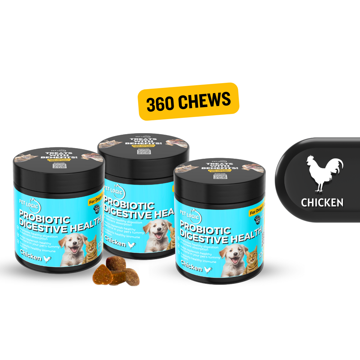 Pet Logic Probiotic Digestive Health 240g Dog & Cat Treats Supplement Multivitamins for Happy Tummy