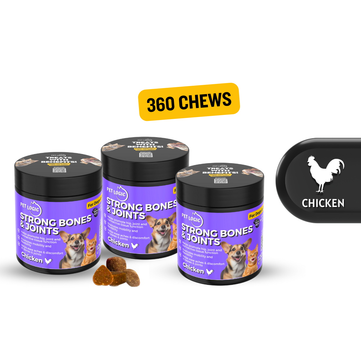 Pet Logic Strong Bones & Joints 240g Dog & Cat Treats Supplement Vitamins for Jolly Joints Support