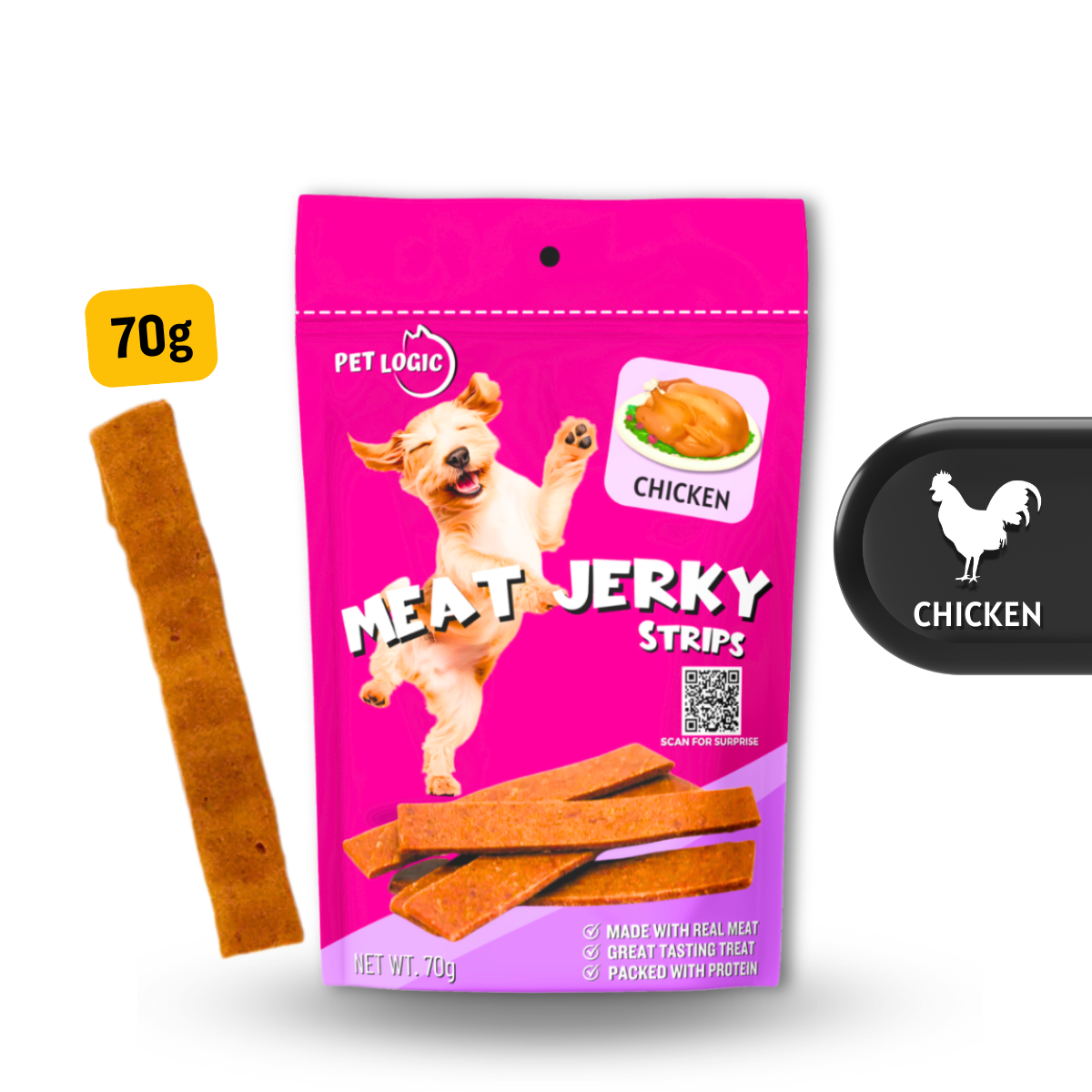 Pet Logic Meat Jerky Strips 70g (Doypack) Dog Treats