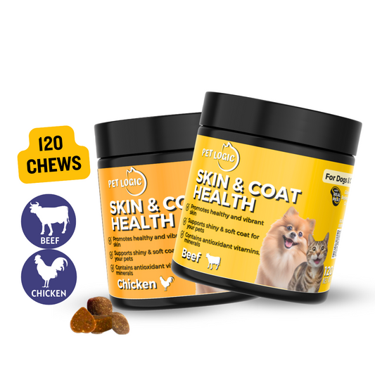 Pet Logic Skin & Coat Health 240g Dog & Cat Treats Supplement Vitamins for Silky Fur & Shiny Coat