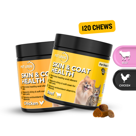 Pet Logic Skin & Coat Health 240g Dog & Cat Treats Supplement Vitamins for Silky Fur & Shiny Coat