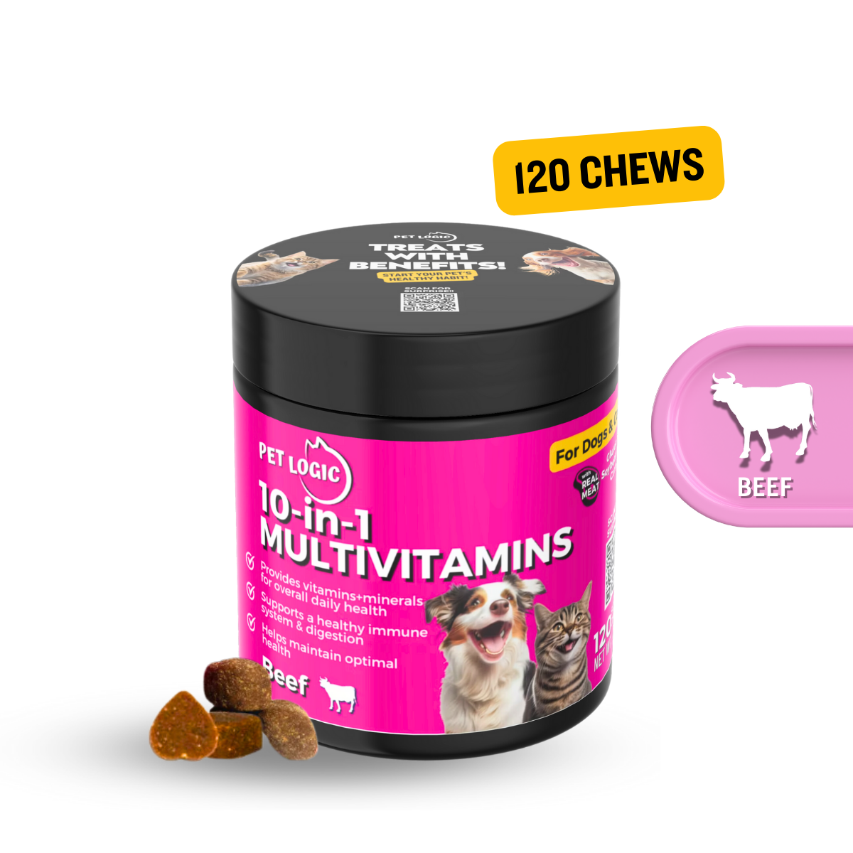 Pet Logic 10-in-1 Multivitamins 240g Dog & Cat Treats Supplement  Pet Vitamins for Pro Immune System