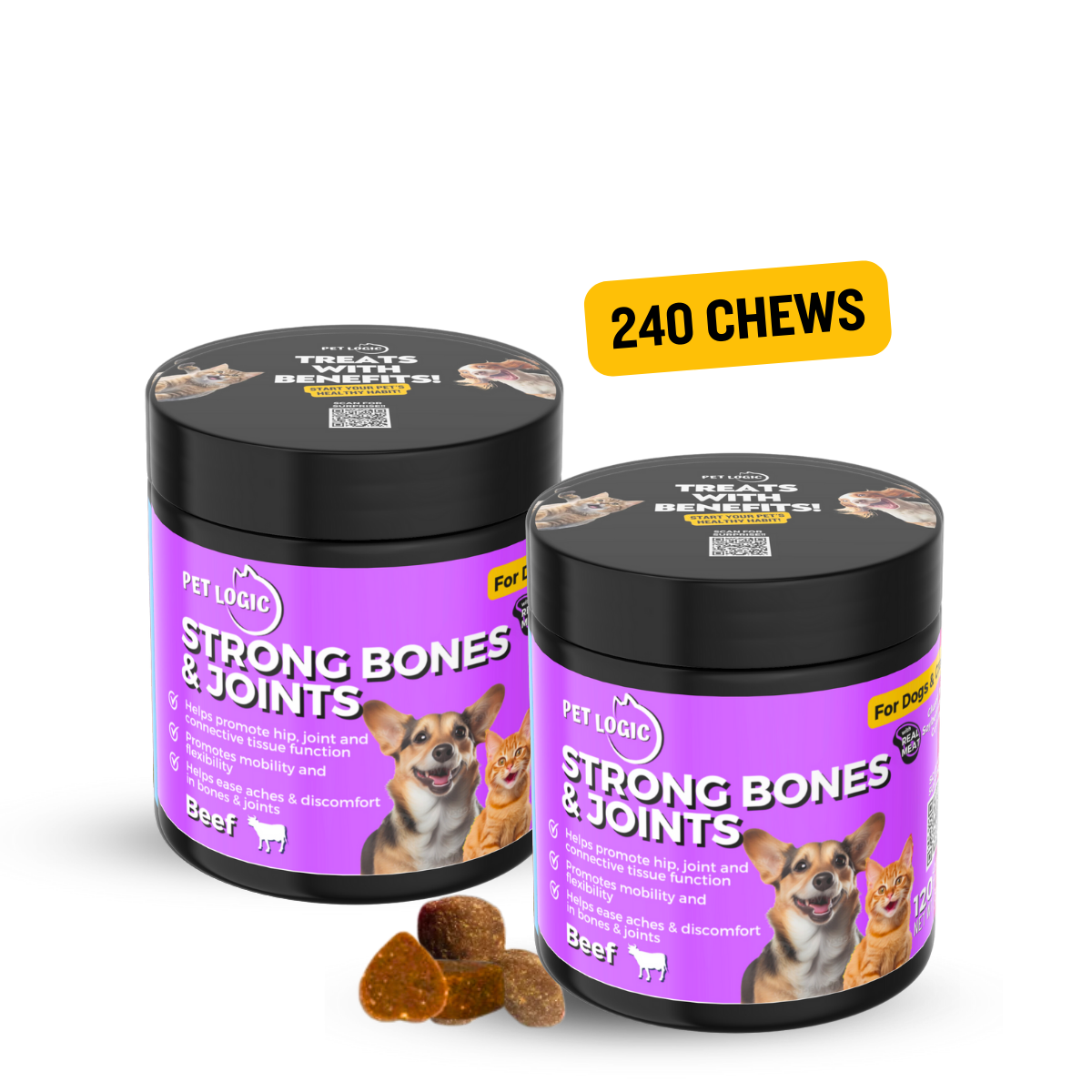 Pet Logic Strong Bones & Joints 240g Dog & Cat Treats Supplement Vitamins for Jolly Joints Support