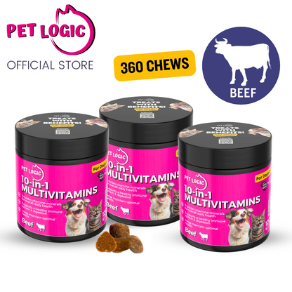 Pet Logic 10-in-1 Multivitamins 240g Dog & Cat Treats Supplement  Pet Vitamins for Pro Immune System