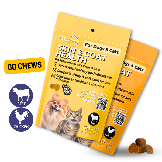 Pet Logic Skin & Coat Health 120g Dog & Cat Treats Supplement Vitamins for Silky Fur & Shiny Coat