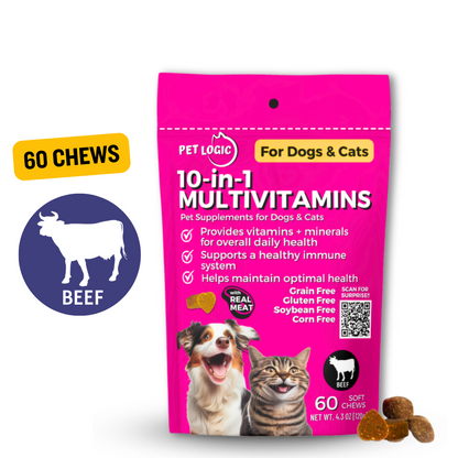 Pet Logic 10-in-1 Multivitamins 120g Dog & Cat Treats Supplement  Pet Vitamins for Pro Immune System