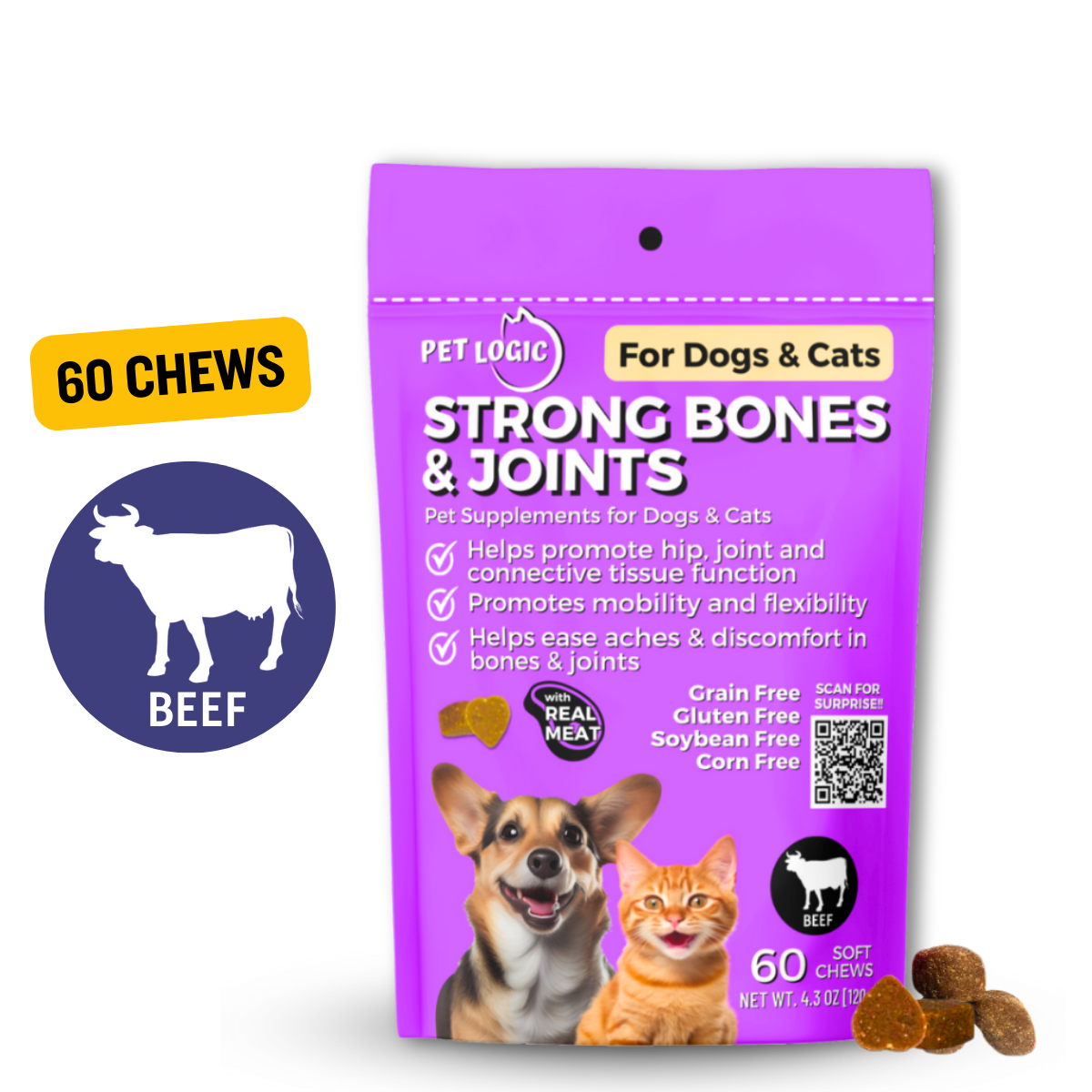 Pet Logic Strong Bones & Joints 120g Dog & Cat Treats Supplement Vitamins for Jolly Joints Support (Copy)
