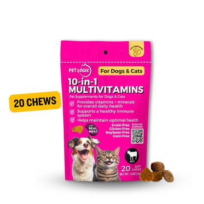 Pet Logic 10-in-1 Multivitamins 40g Dog & Cat Treats Supplement  Pet Vitamins for Pro Immune System