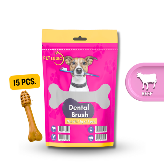 Pet Logic Dental Brush Bones 15g X15 BEEF (Pouch) Dog Treats