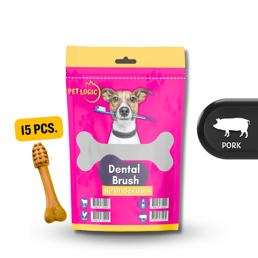 Pet Logic Dental Brush Bones 15g X15 PORK (Pouch) Dog Treats