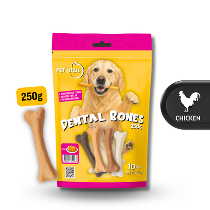 Pet Logic Dental Bone Chews 250g (Pouch) Dog Treats