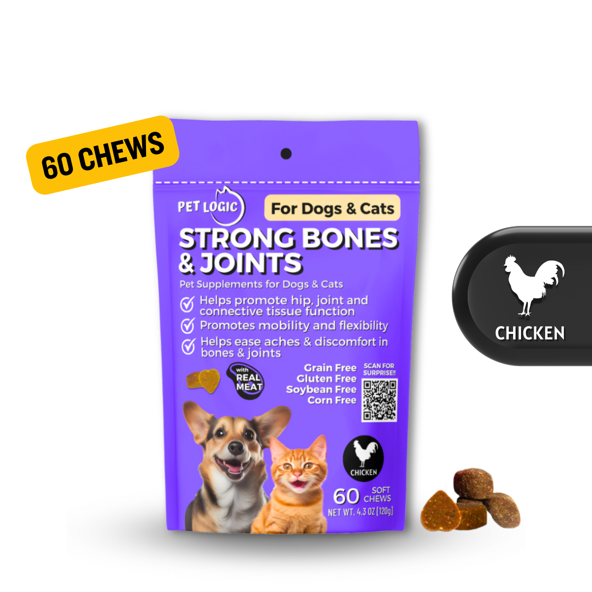 Pet Logic Strong Bones & Joints 120g Dog & Cat Treats Supplement Vitamins for Jolly Joints Support (Copy)