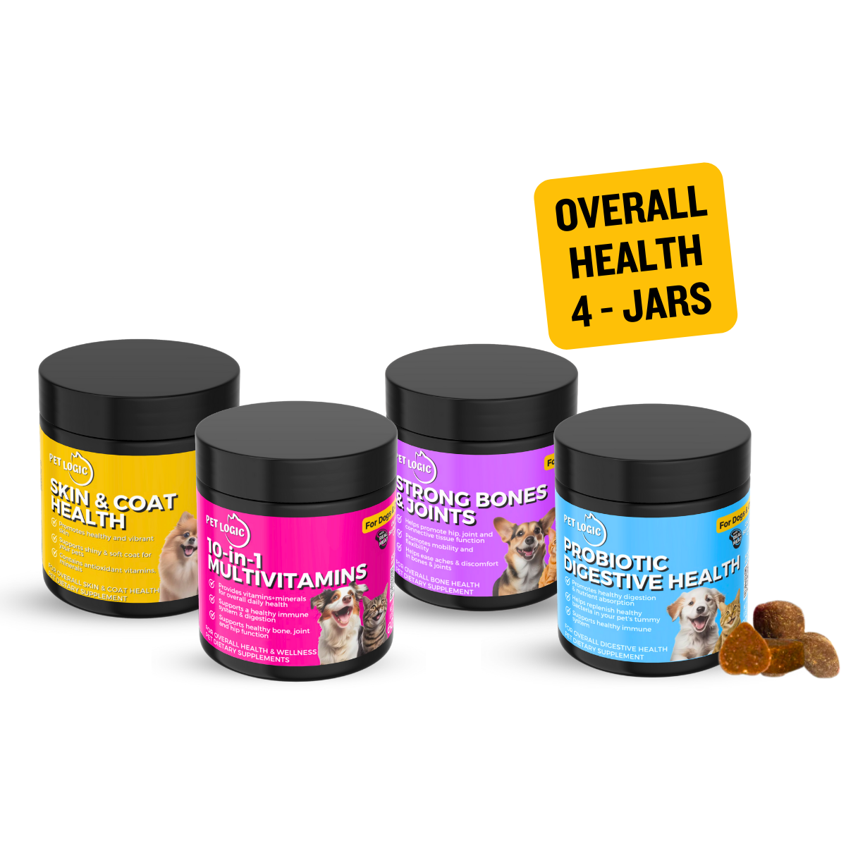 Pet Logic Overall Health 4-Jar Pet Supplements Bundle
