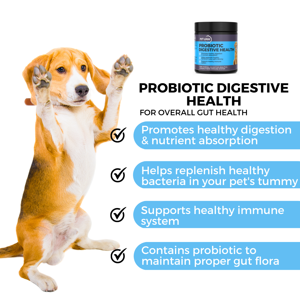 Pet Logic Probiotic Digestive Health 120g Dog & Cat Treats Supplement