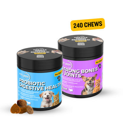 Pet Logic Probiotic Digestive Health + Strong Bones & Joints Pet Supplements