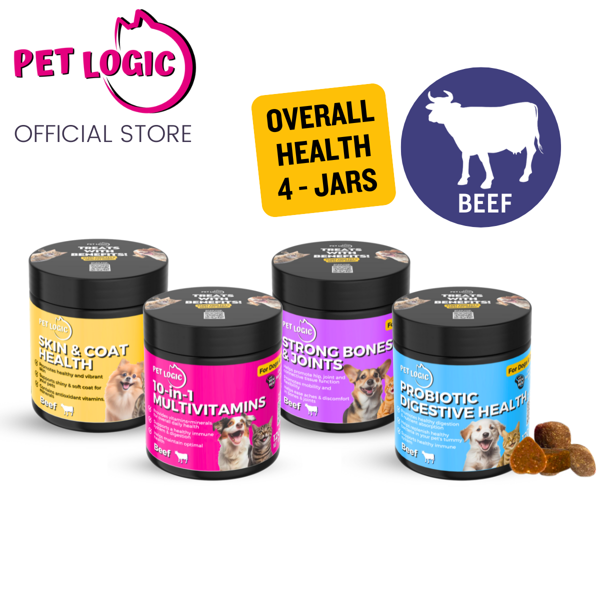 Pet Logic Overall Health 4-Jar Pet Supplements Bundle