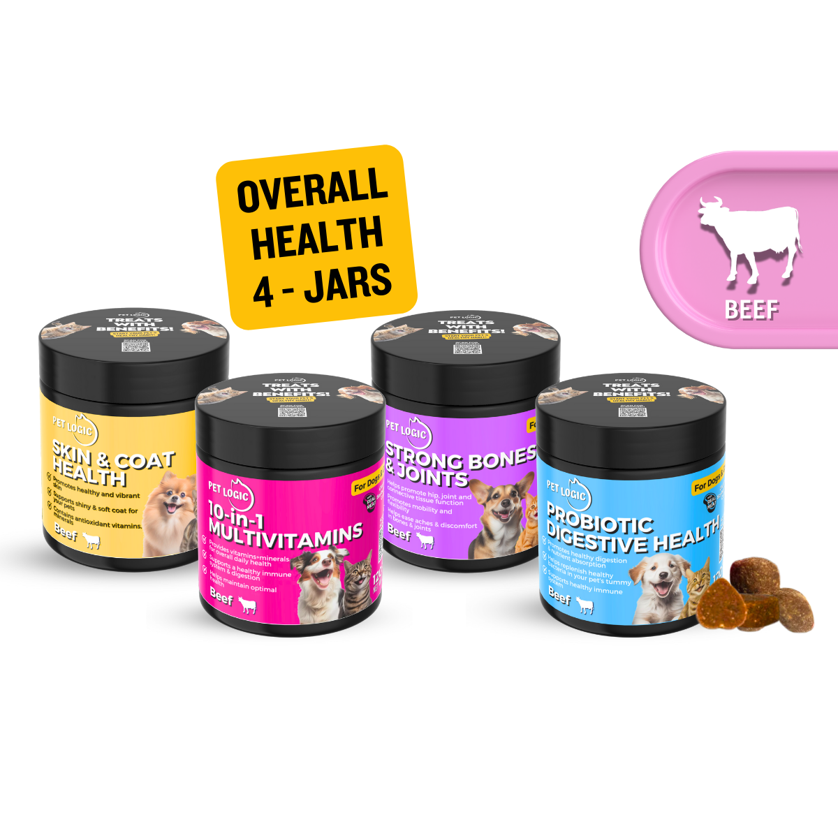 Pet Logic Overall Health 4-Jar Pet Supplements Bundle