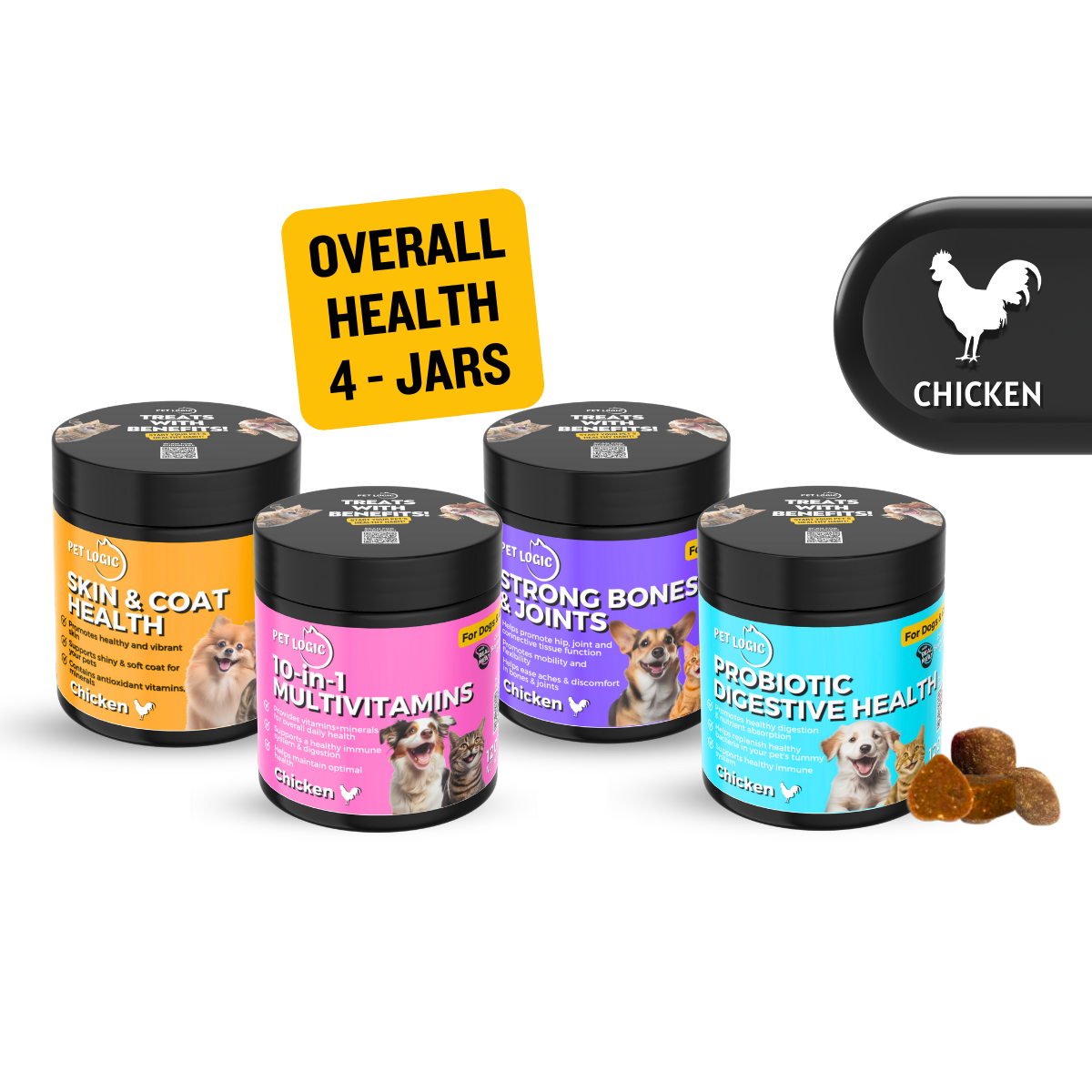 Pet Logic Overall Health 4-Jar Pet Supplements Bundle