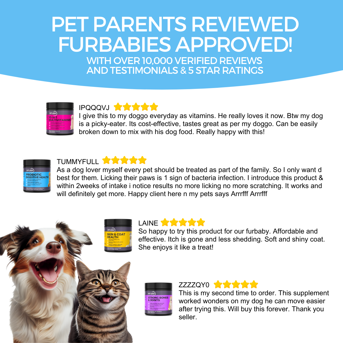 Pet Logic Probiotic Digestive Health 240g Dog & Cat Treats Supplement Multivitamins for Happy Tummy