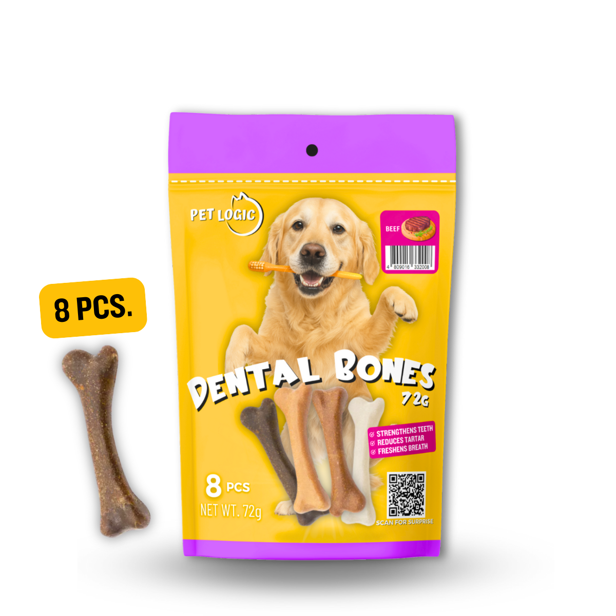 Pet Logic Dental Bone Chews 72g (Doypack) Dog Treats
