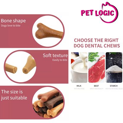 Pet Logic Dental Bone Chews 25g x10 BEEF (Pouch) Dog Treats