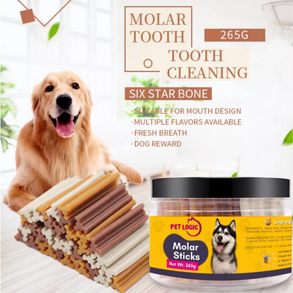 Pet Logic Dental Molar Sticks 265g MILK (Jar) Dog Treats