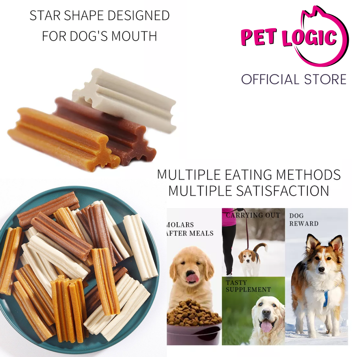 Pet Logic Dental Molar Sticks 265g CHICKEN (Jar) Dog Treats