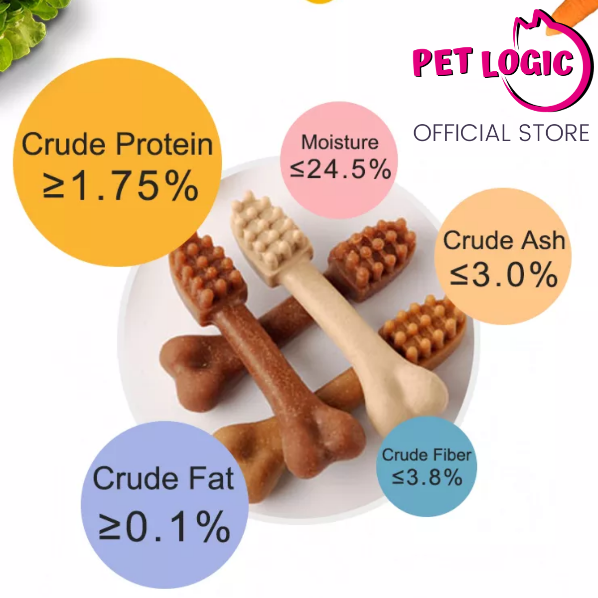 Dental Bone Logic Dental Chews Pet Logic Dental Brush Bones 15g