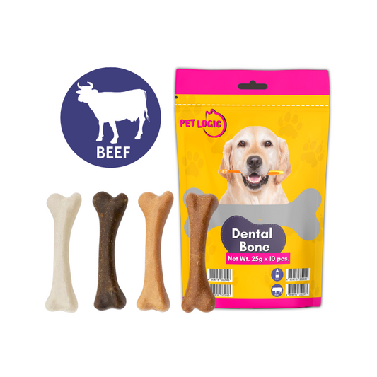Pet Logic Dental Bone Chews 25g x10 BEEF (Pouch) Dog Treats