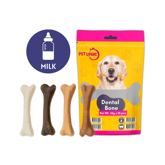 Pet Logic Dental Bone Chews  25g x10 MILK (Pouch) Dog Treats
