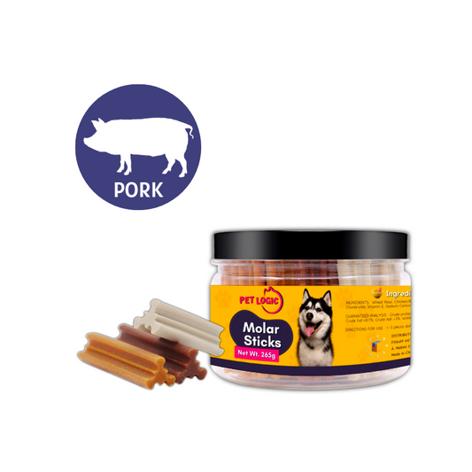 Pet Logic Dental Molar Sticks 265g PORK (Jar) Dog Treats