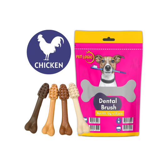 Pet Logic Dental Brush Bones 15g X15 CHICKEN (Pouch) Dog Treats